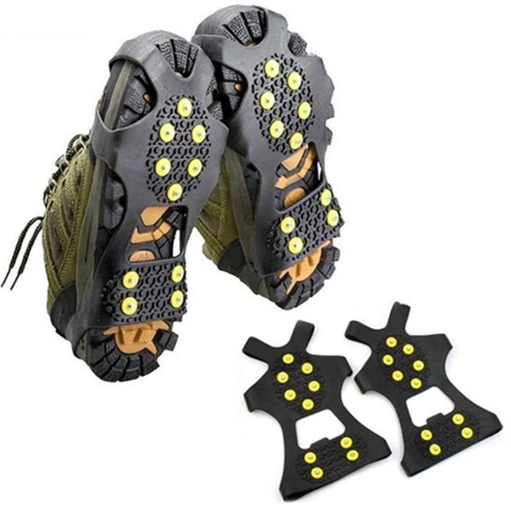 2Pcs Anti Slip Snow Ice Climbing Spikes Grips Crampon Cleats 5-Stud Shoes Cover 