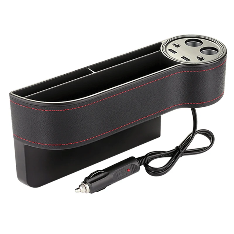 

Dual USB Car Charger Seat gap storage box 2 Port LCD Display Cigarette Socket Lighter Car Charger Power Adapter Car Accessories