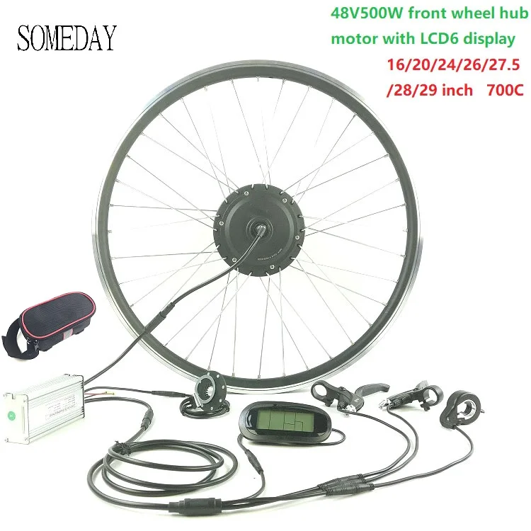 

SOMEDAY Electric Bicycle conversion kit Whole Waterproof Cable 48V500W front hub Motor wheel with KT LCD6 Display