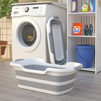 

Folding Baby Shower Bathtub Portable Silicone Pet Dog Bath Tubs Accessories Collapsible Laundry Security Safety Storage Basket