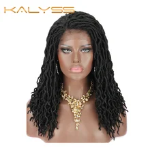 

KALYSS 18" Braided Wigs Synthetic Lace Front Wig Goddess Dreadlocks Wig with Baby Hair for Black Women Dreadlock Wig Locs Wig