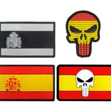 ПВХ резиновый Испанский флаг страны патч военный Каратель нравственные нашивки армейские тактические Бейджи для пальто шляпа на заказ