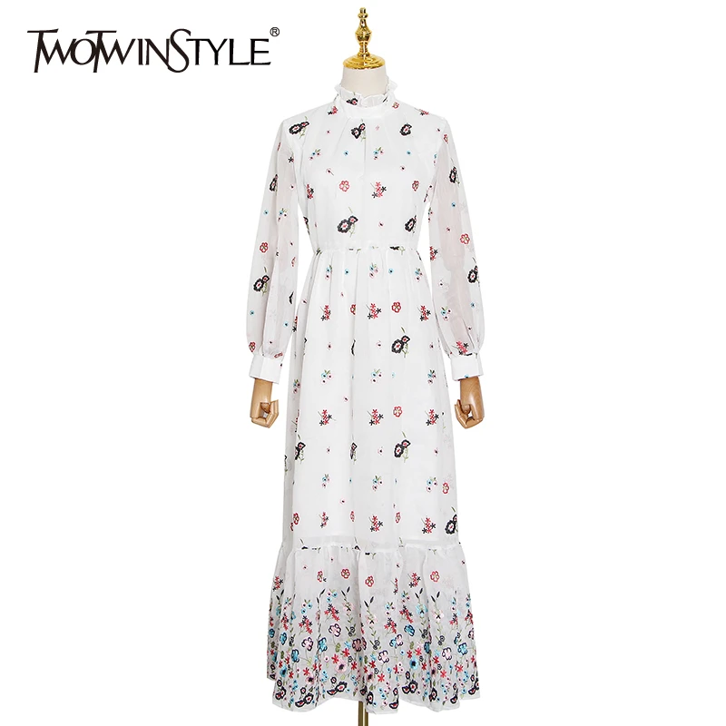 TWOTWINSTYLE Print Patchwork Mesh Dress For Women