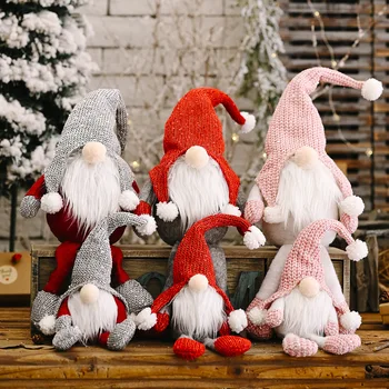 

Knitted Long Leg Sitting Tomte Christmas Gnome Doll Decorations for Home Table Desk Ornaments Holiday Gift Natal 2020 Kids Toy
