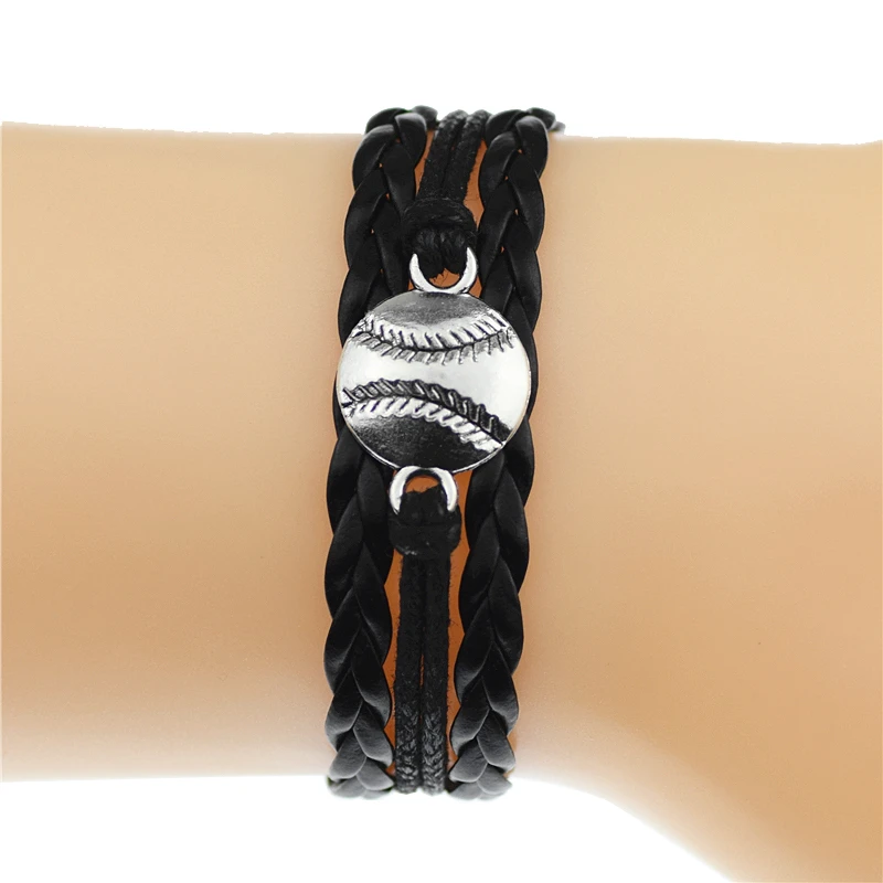 Pulseras de cuero de Softball para hombre mujer, abalorios de béisbol deportivos en 4 colores, juego de béisbol Unisex, regalos de joyería de amistad|Pulseras de amuleto| AliExpress