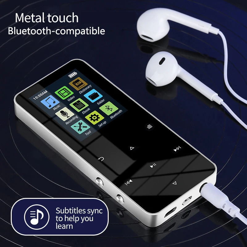 Bluetooth-compatible Mp3 Player Hifi Metal Portable Music Walkman with Fm Radio Recording Built-in 32G Touch Key 1.8 Inch Screen