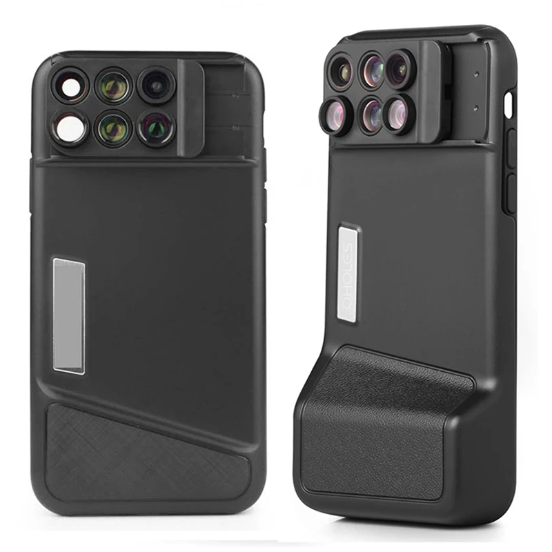 Bluetooth Phone Case Kit Camera Lens For IPhone X 6 in 1 Fisheye Wide