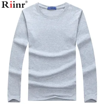 

Riinr 2020 New Spring Fashion Solid Color Long Sleeve Tee Shirt Casual Men Large Size Clothes Men T-Shirt O-neck Cotton 5XL