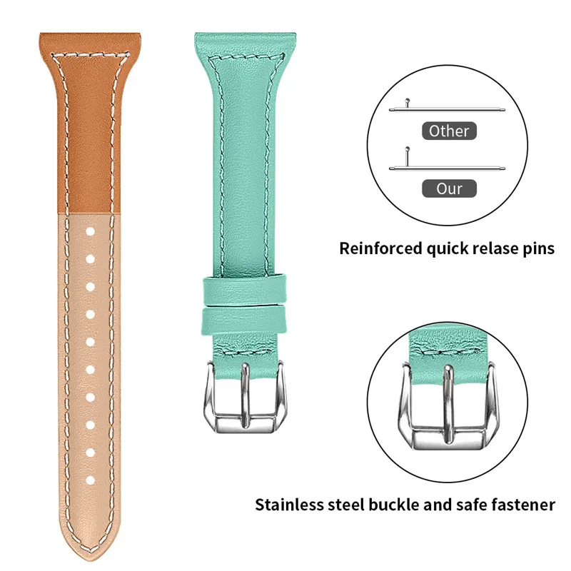 20mm Leather contrast strap 22mm For Samsung Gear S3 Galaxy Watch 46 42mm Sport Wristband bracelet huami amazfit Bip active Gear - Цвет ремешка: 6