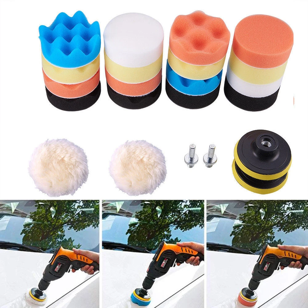 LAMEZIA 22pcs/set 3 Inch Polishing Pad Disc Automobile Wax Sponge Wheel Polisher For Car Power Tool