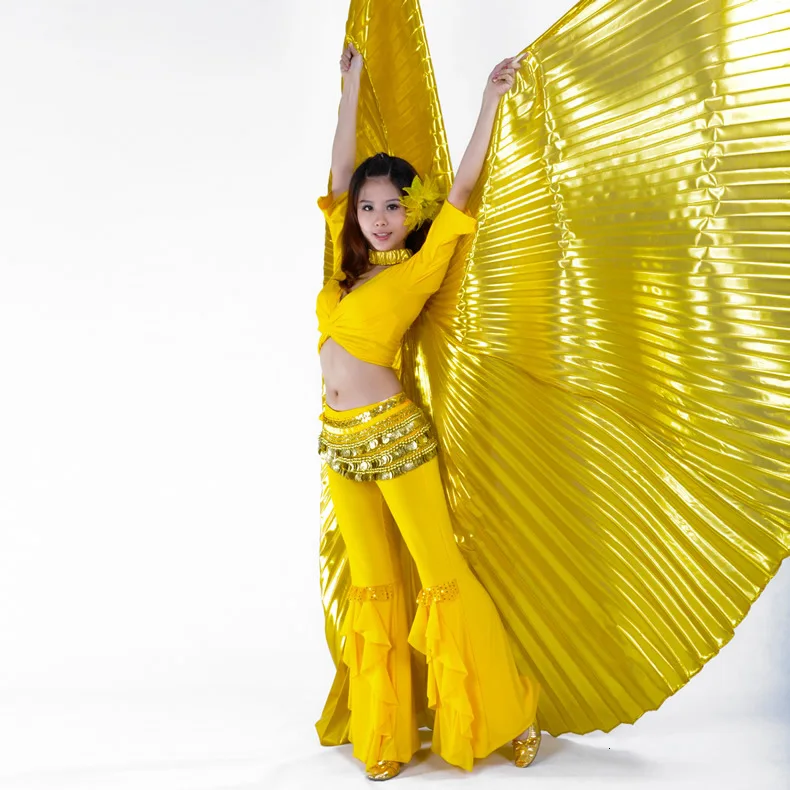 Ruoru Women Kids Girls Belly Dance Isis Wings Gold Belly Dance Wings Bellydance Costume Egyptian Oriental Dance Without Sticks