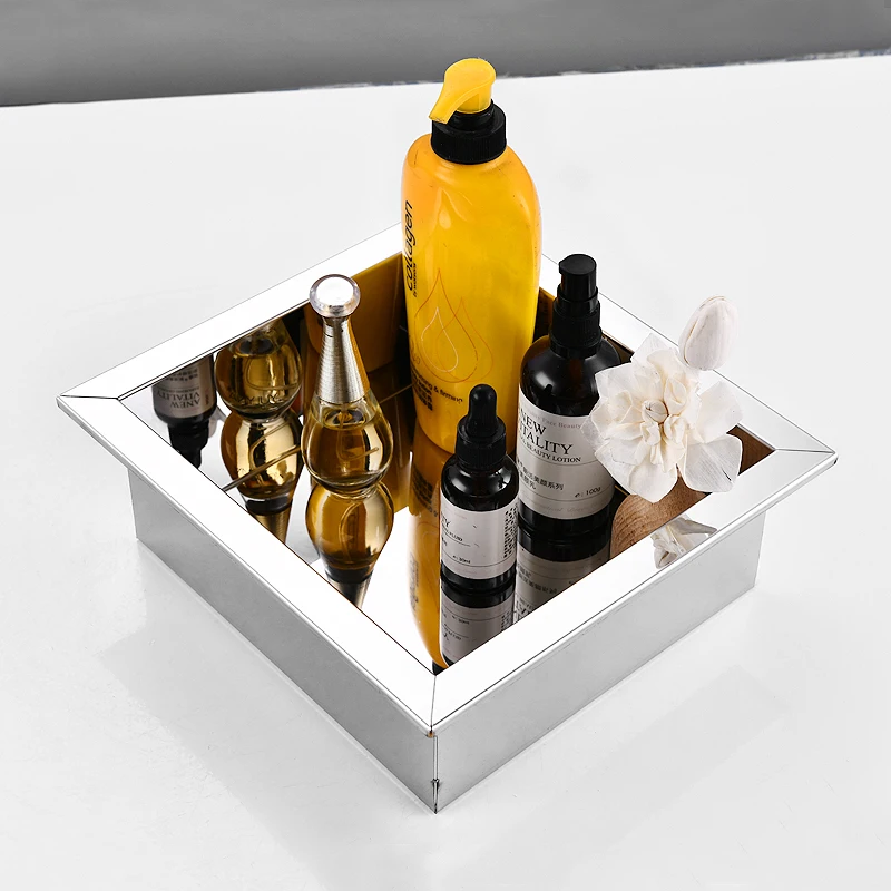 Bathroom Shelf Organizer Stainless Steel Concealed Shower Caddy Cosmetic Basket In-wall Bathroom Shelves Corner Shampoo Holder