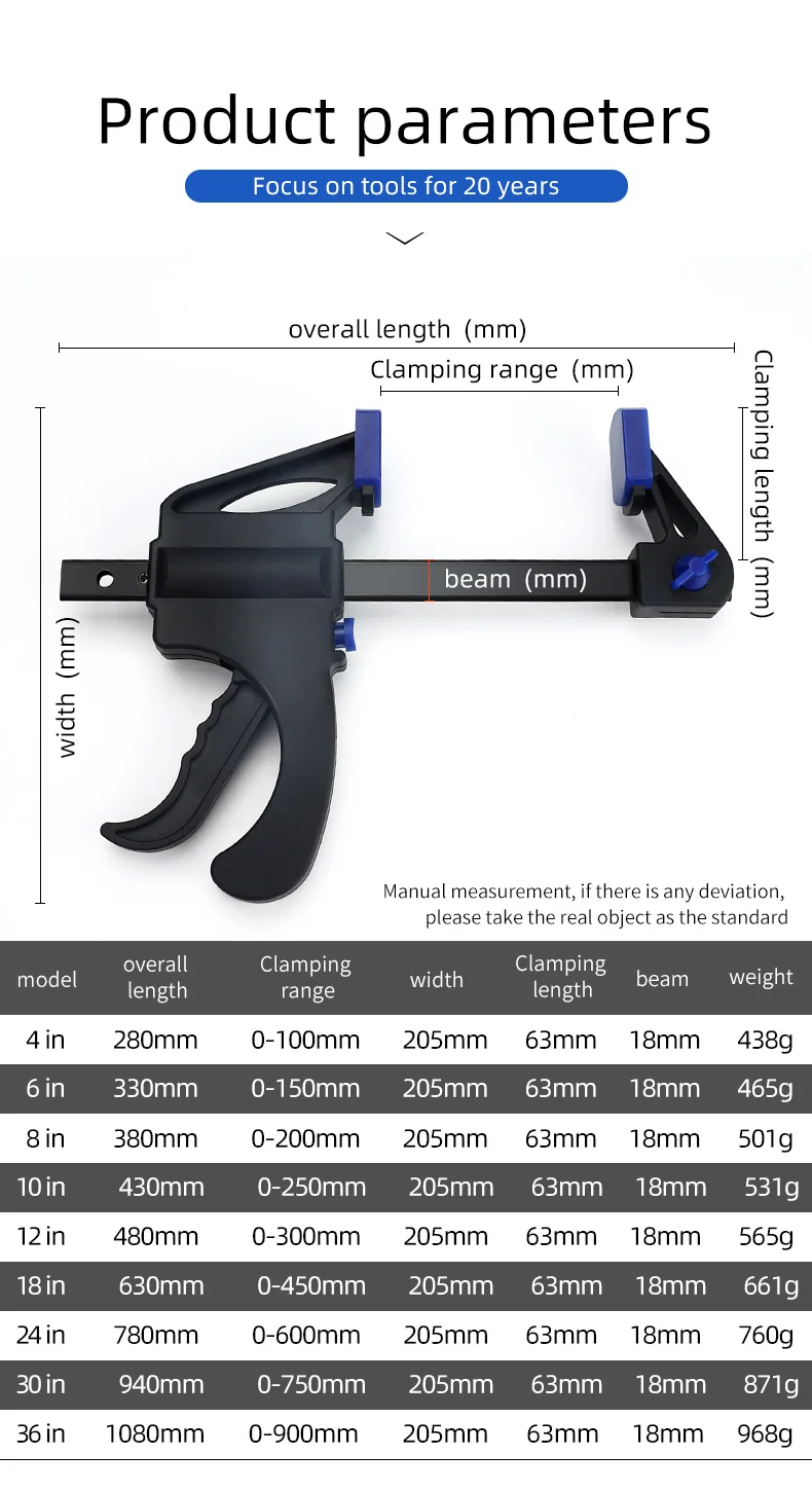 Woodworking Clamp Fast Fixing Clip Tools Multifunction Powerful Hand Pressure Clamping Device