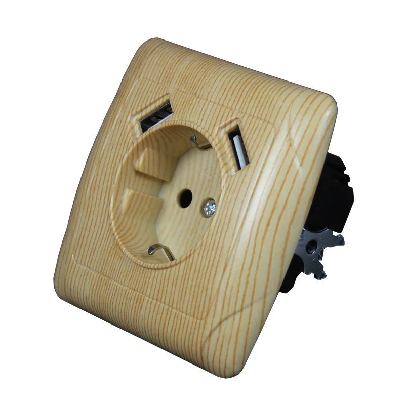 Wood color USB настенная розетка для зарядки телефона двойной USB Порты и разъёмы 5V 2A Usb electrique приз usb murale в комплект не входит; цвет серый; A1-01H - Тип: Wood color