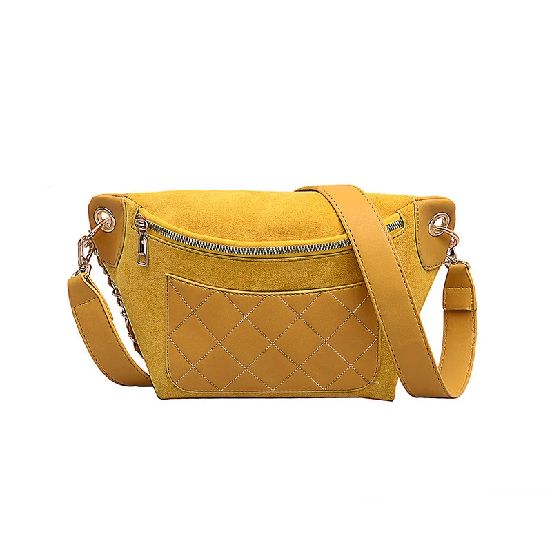 Женская замшевая поясная сумка женская из нубука модная простая клетчатая сумка с цепочкой на груди Роскошная брендовая сумка на ремне поясная сумка
