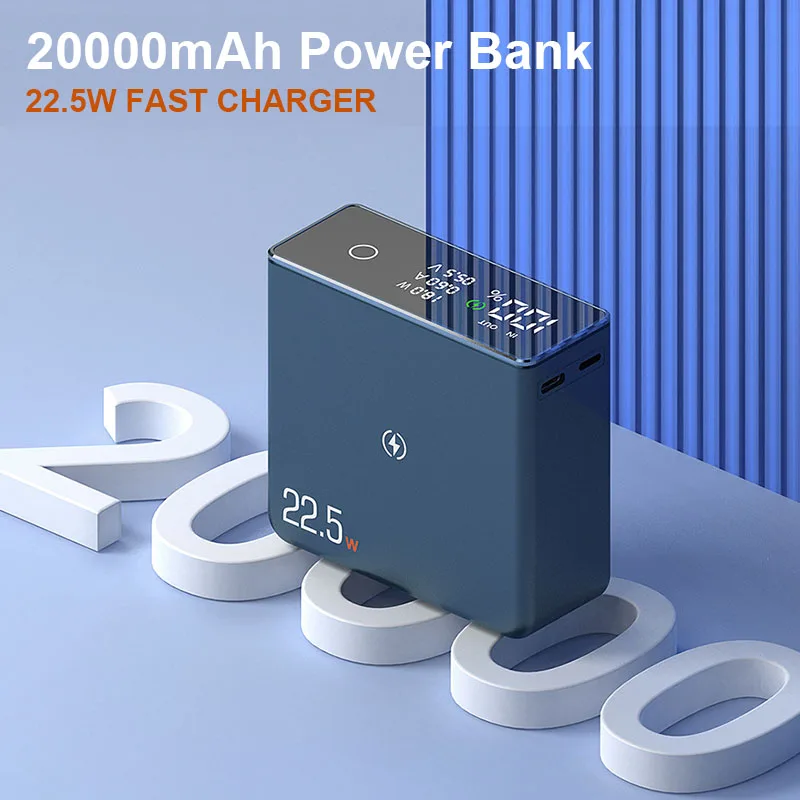

20000mAH 22.5W PD20W Fast Charger Power Bank LED Digital Display Powerbank 15W Wirelss Charger Poverbank For iPhone 12 13 11 Pro
