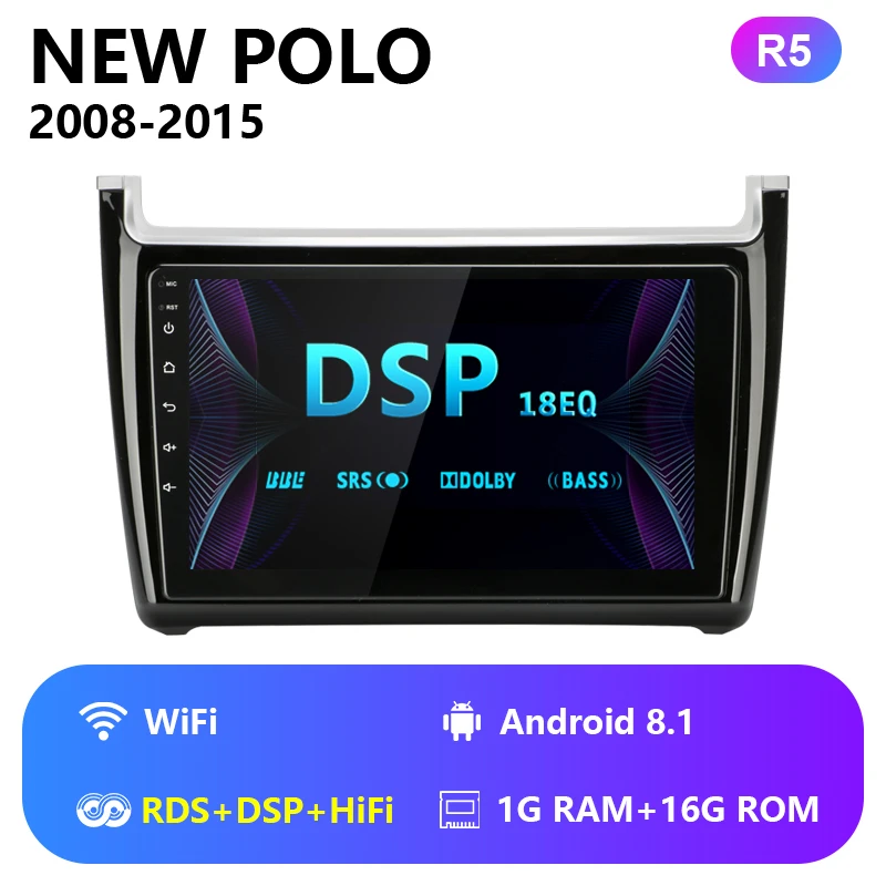WiFi RDS DSP HiFi " 2 Din 2+ 32 ГБ Android сенсорный экран автомобиля радио gps навигация Авто аудио стерео плеер для Volkswagen Polo AHD RDS+ DSP FM/AM - Цвет: WiFi RDS DSP HiFi