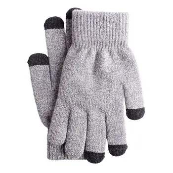 

Women Men Winter Thick Warm Touch Screen Gloves Ribbed Cuff Plush Lined Mittens AXYD
