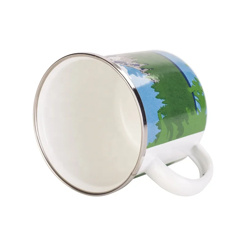 Custom metal edge coffee travel sublimation enamel camping mug wholesale