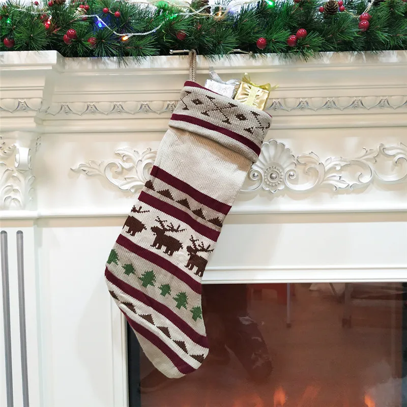 Рождественские носки подарки Рождественская елка Декор носки с подвеской носки украшения Дети сладкий подарок в сумочке рождественские украшения для дома