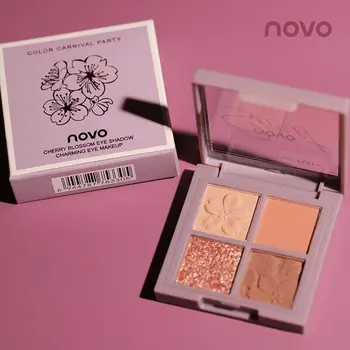

NOVO 4 Colors Nude Eyeshadow Pallete Long lasting Matte Glitter Eye shadow Waterproof Luminous Radiant Eye Pigment