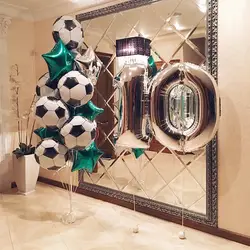 10 шт 18inch Футбол шары мальчик вечеринка в честь Дня Рождения зеленого цвета с изображением чёрных звёзд латексные воздушные гелиевые шары