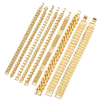 

Trendy Gold Chain Bracelets For Women Men Polished Copper Multi-style Cuban Link Chains Bracelet&BangleJewelry Gifts NO Fade