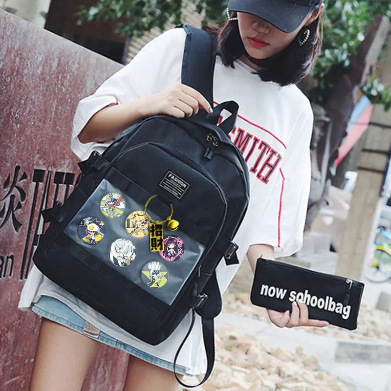 

Japanese Style Lolita Transparent backpack Girl Itabag Canvas Comic Show Badge Bag Sling Shoulder Bag School Students Schoolbag