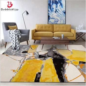 

Bubble Kiss Carpet Customized Soft Carpets For Living Room Abstract Oil Painting Yellow Gray Home Carpet Bedroom Decoration Rug