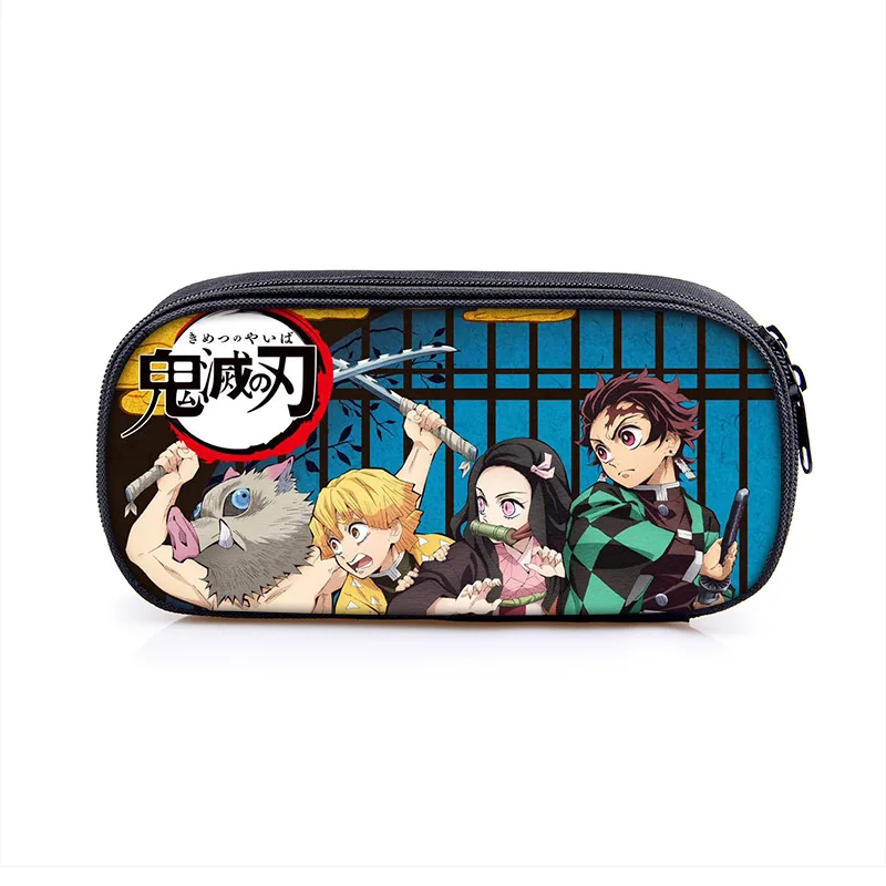 

Square Creative Polyester Personalised Make Up Bag Pencil Case Demon Slayer Children's Pencil Bag Anime Stationery Pouch