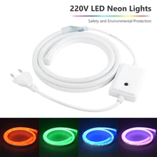 1-8 м AC220V гибкая светодиодная лента неоновая лента SMD 2835 Мягкая Веревка бар свет 120 светодиодов/м лампа трубка Открытый водонепроницаемый свет ЕС адаптер