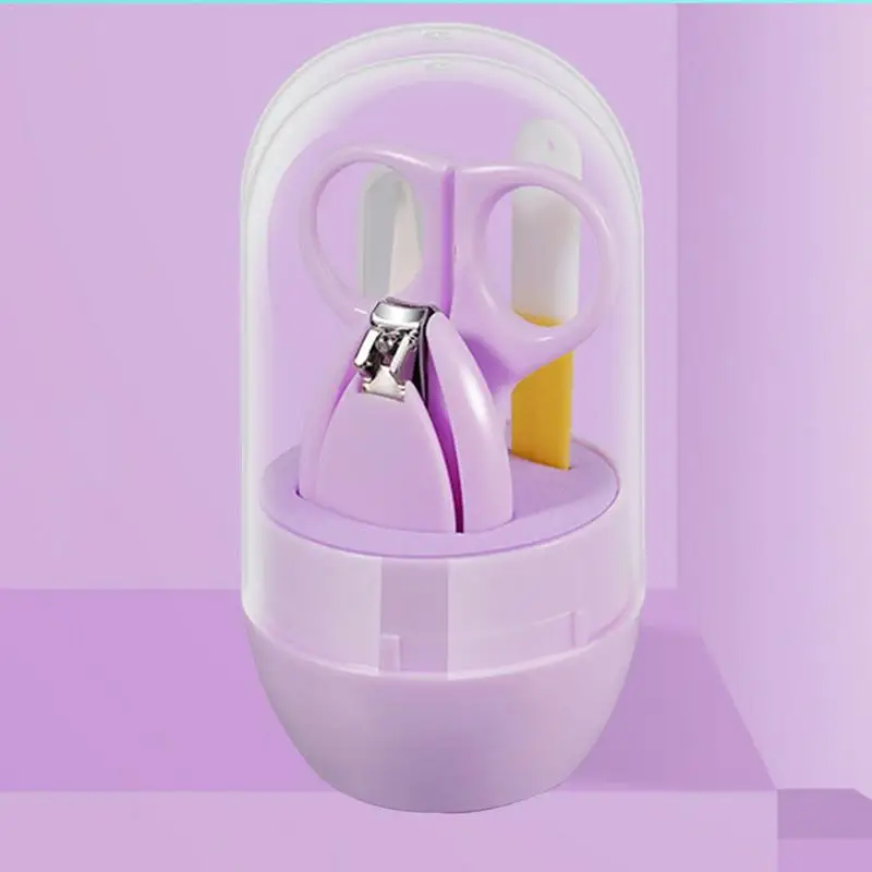 4pcs Nail Care Baby Healthcare Kits Baby Nail Care Set Infant Finger Trimmer Scissors Clippers Cartoon Animal Storage