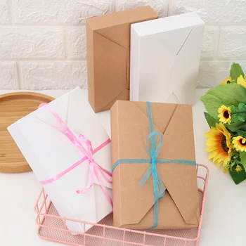 

10Pcs Packaging for Sweets Candies Paper Box Brown & White Envelope Box Gift Box for Cookie Presents Carton