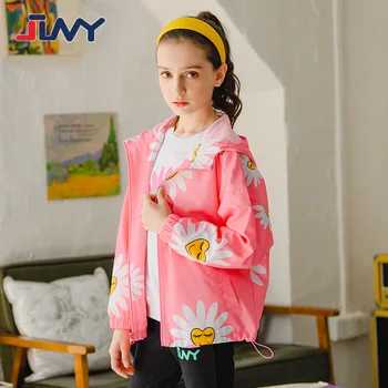 

Jlny fashion brand girls' coat fall / winter 2020 new Daisy casual waterproof material 5-14 years old girls' hooded windbreaker