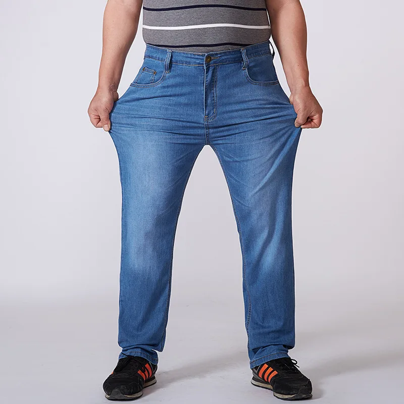 New Summer And Autumn Casual Plus High Waist Loose Fat Loose Straight Jeans Large Size Jeans Men