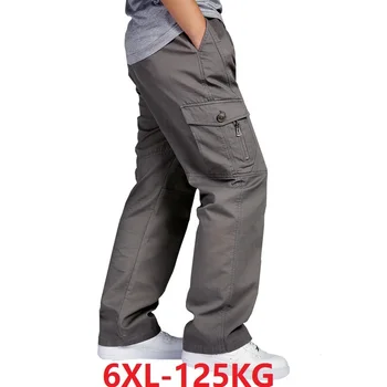 

plus size men cargo out door pants big 5XL 6XL zipper summer man cool pocket pants Stretch high quality casual Straight trousers