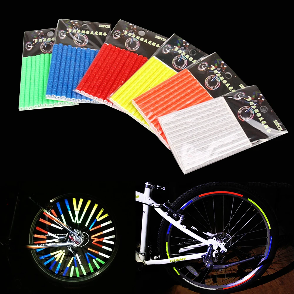 12pcs Lot Bicycle Bike Wheel Spoke Reflector Reflective Mount Tube Warning Strap
