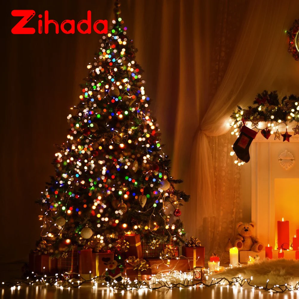 Guirnalda de luces de hadas con alambre plateado para fiestas navideñas, decoración para árbol de Navidad, bodas y fiestas con conector CC