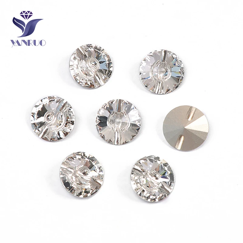 YANRUO 3015 All Sizes Crystal Clear Rivoli DIY Glass Sew Buttons Decorative For Needlework Craft Sewing Accessories