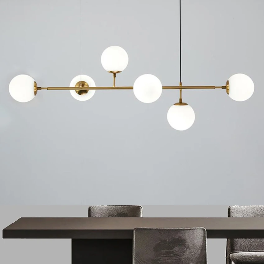 Nordic restaurant pendant light postmodern 6 lights black gold glass hanging lamps dining room kitchen bar suspention luminaire | Лампы и