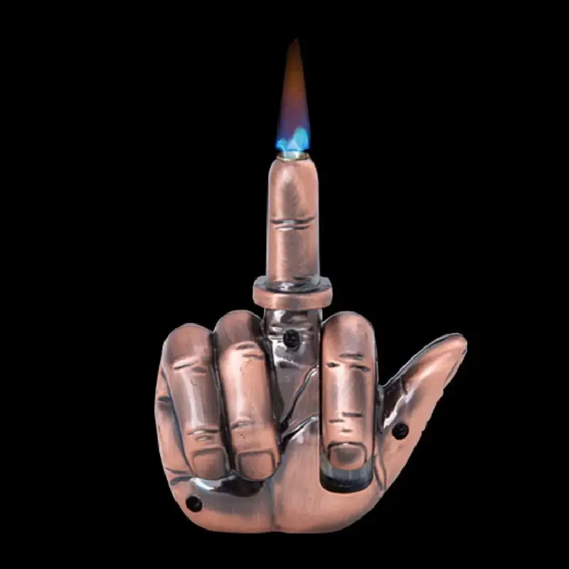 

Creative Gas Middle Finger Jet Lighter Metal Torch Flint Lighter Refillable Butane Grinding Wheel Lighter Gadgets For Men NO GAS