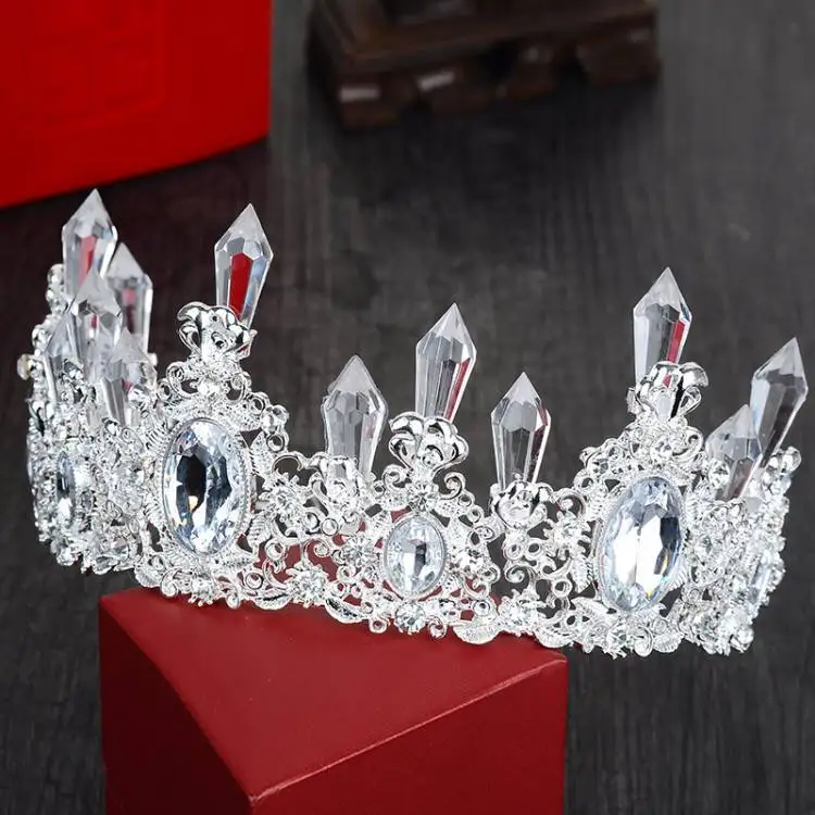Барокко Свадебная лента для волос Женская корона украшения для торта на день рождения украшения сосульки Хрустальная корона