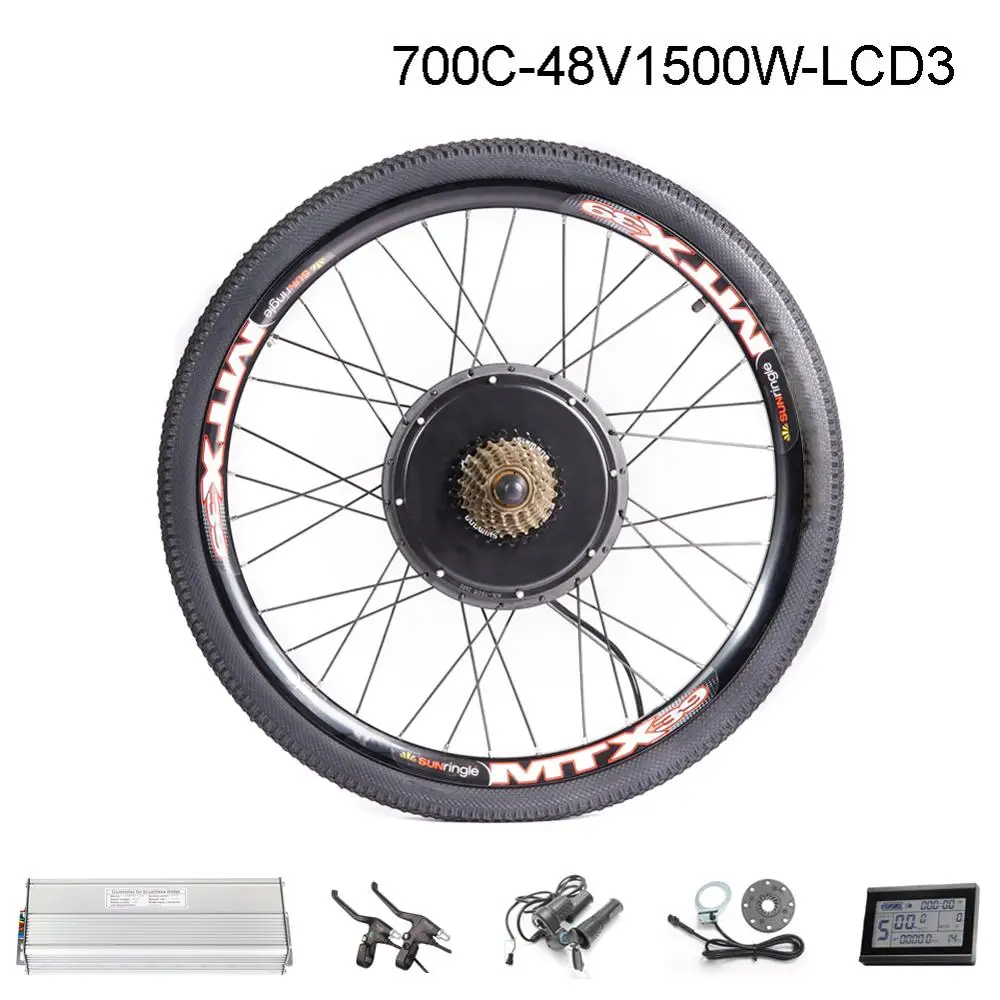 700Cinch 1500W Фара для электровелосипеда в 20-29 дюймовым 700C преобразователя для электрического велосипеда с сертификатом ce комплект 48V 1500W тормозной функцию регенерации задний ступичный мотор для центрального движения колеса - Цвет: 700Cinch 1500W