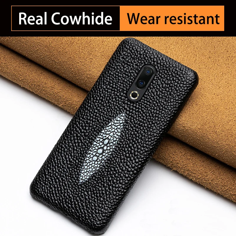 Genuine Leather Phone Case For Meizu 16th Plus 16 16X 17 Pro 7 Plus Cases Luruxy Cowhide Pearl Fish Texture Back Cover Funda