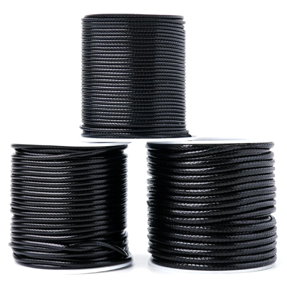 Black Waxed Cotton Cord for Jewelry Making, Waxed Thread, String