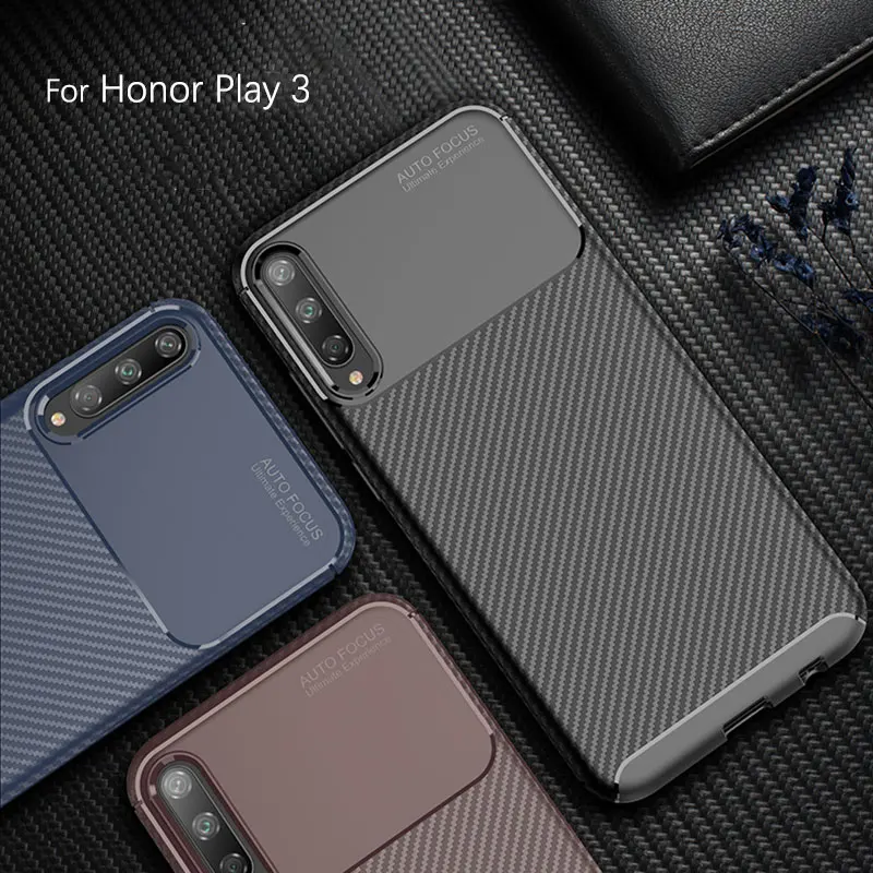 Чехол для телефона Huawei Honor Play 3 Роскошный чехол из углеродного волокна мягкий