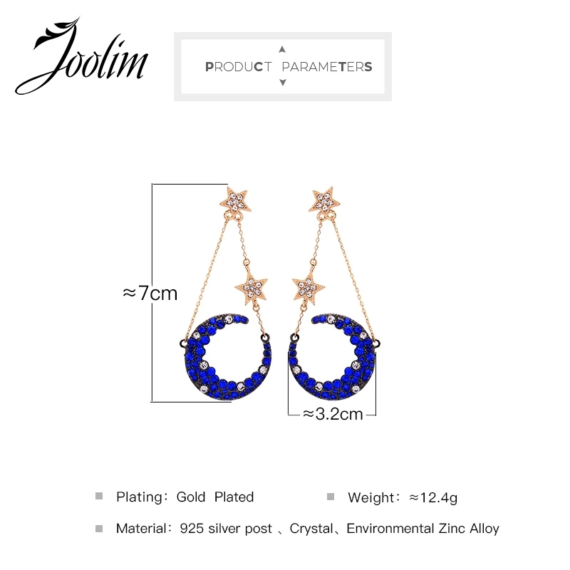 Joolim голубое стекло Луна Звезда Висячие серьга падения серьги