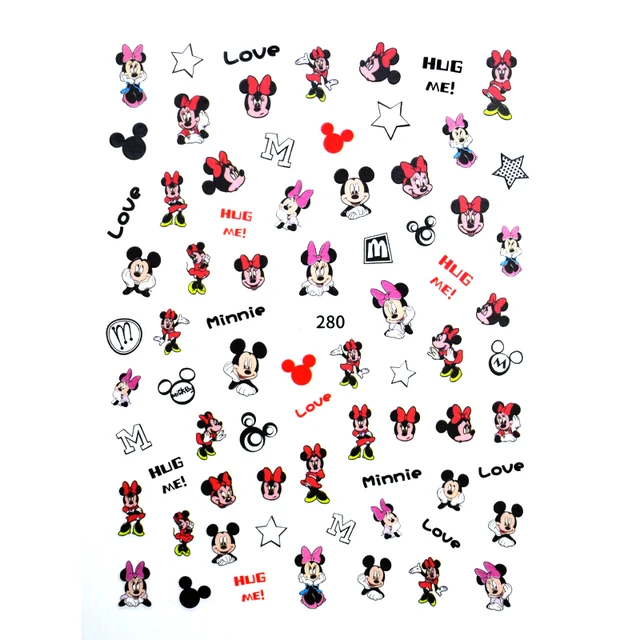 1PCS Disney Cartoon Anime Collection Star Design Nail Sticker Mickey Mouse Donald Duck Lion King Mermaid Stitch Nail Slider DD280