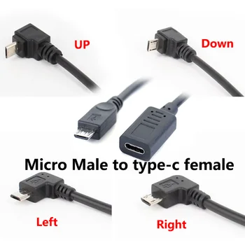 

USB Type-c Female to Micro USB Male OTG Connector Cable Adapter 30cm up down left right 90 degrees