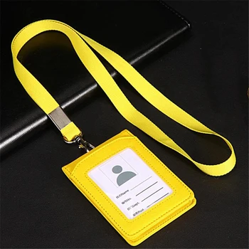 

Solid ID Card Holder Wallet Halter Student Bus Card Cover Multifunction Card Bag Money Coin Purse Zipper Pouch Hanging Neck